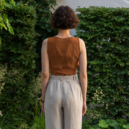 Linen Wrap Crop Top Aria