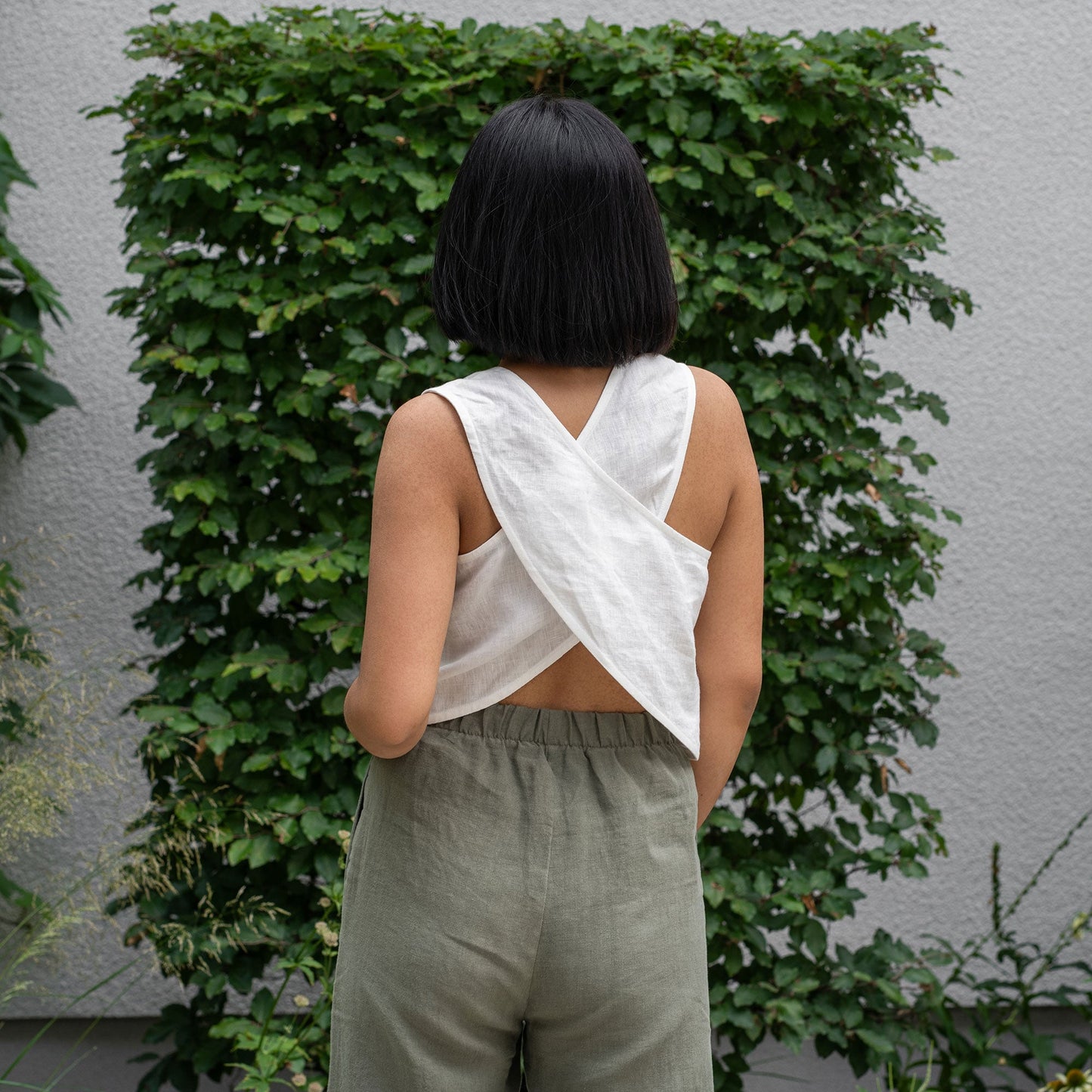 Cross Back Linen Top Serena