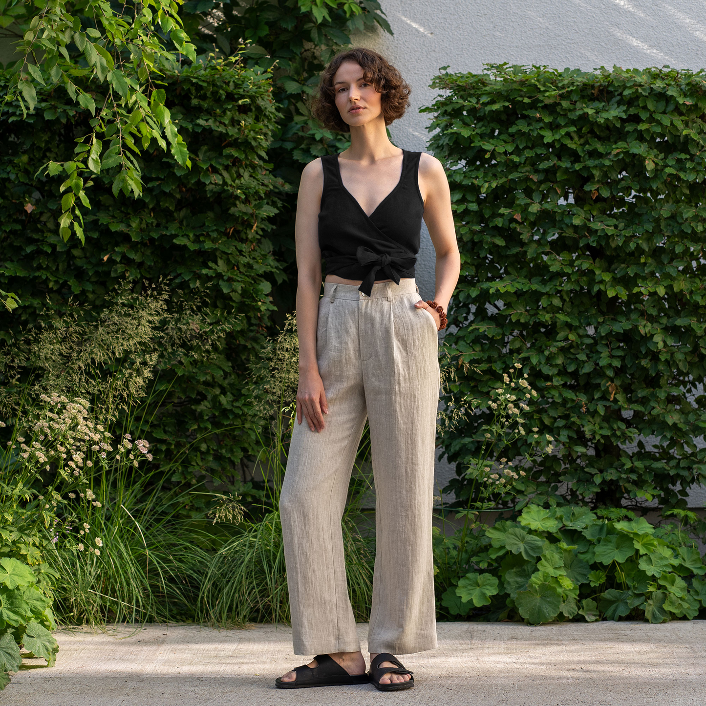 Linen Wrap Crop Top Aria