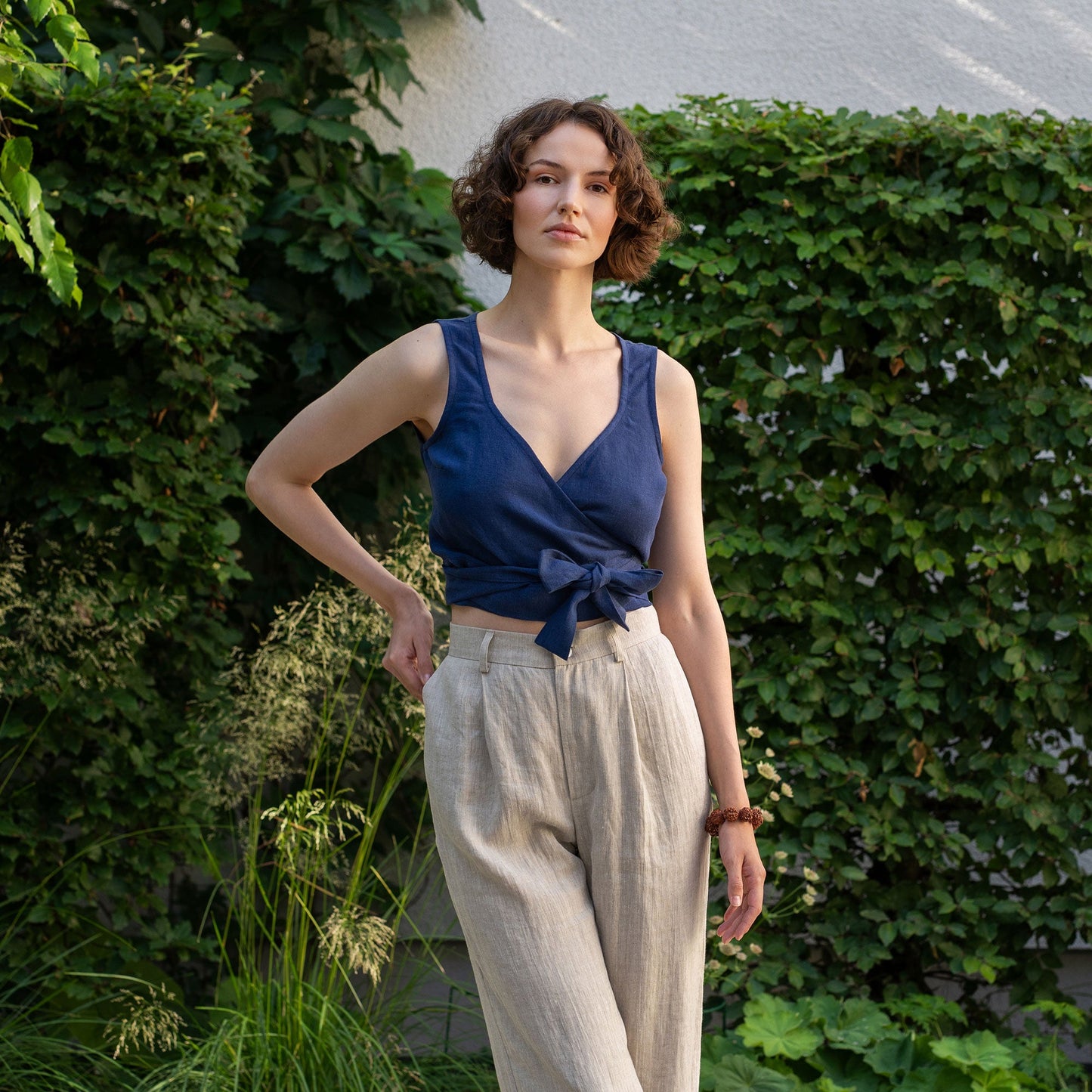 Linen Wrap Crop Top Aria