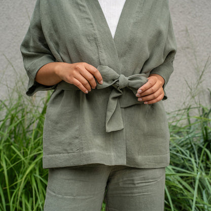 Linen Kimono Wrap Top Sakura