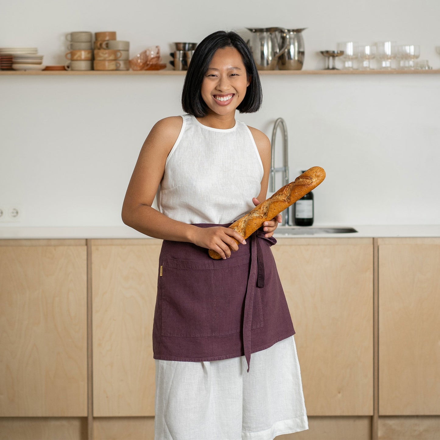 Natural Linen Half Apron
