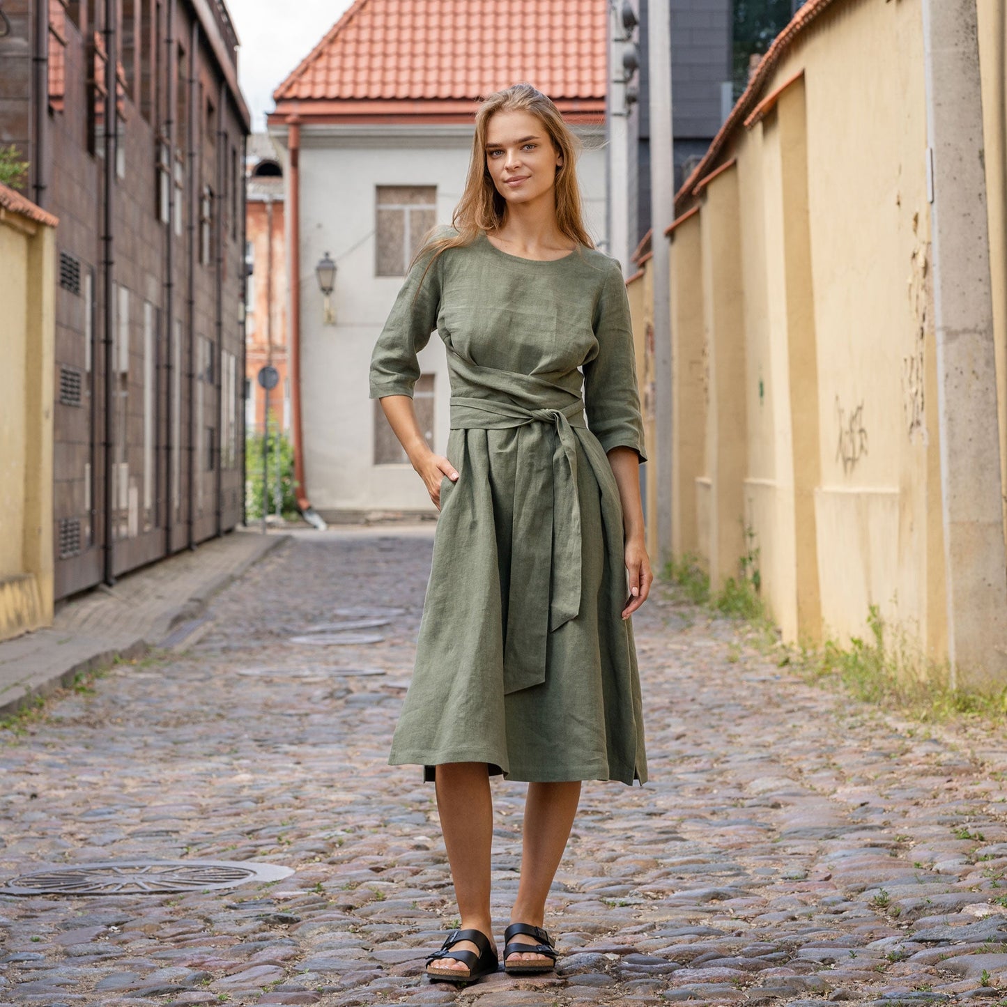Casual Linen Wrap Dress Miley