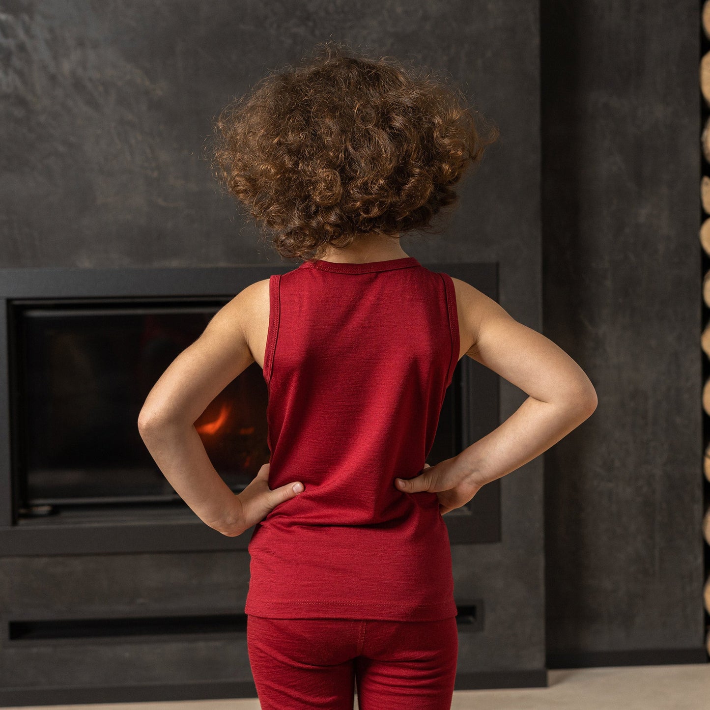 Kids' Merino Tank Top & Bottom 2-Piece Royal Cherry