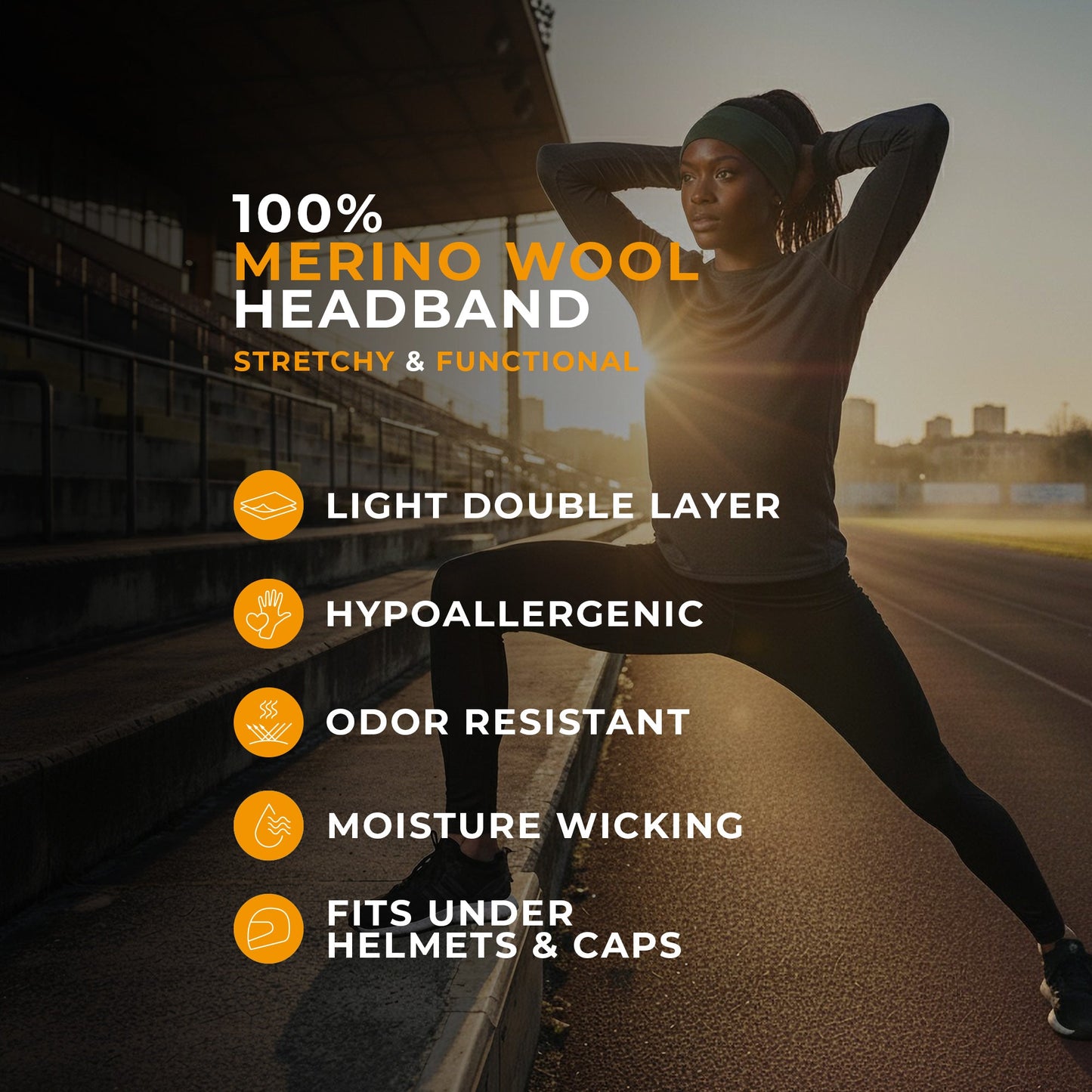 Men's 160gsm Merino Running Headband Dark Green