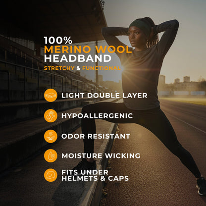 Men's 160gsm Merino Running Headband Dark Green