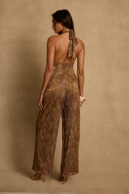 Marcos Bronze Lurex Jumpsuit