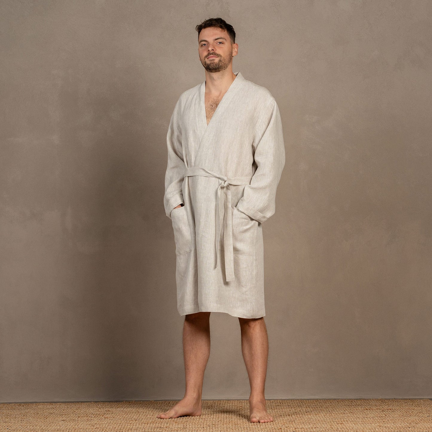 Men's 100% Linen Bath Robe