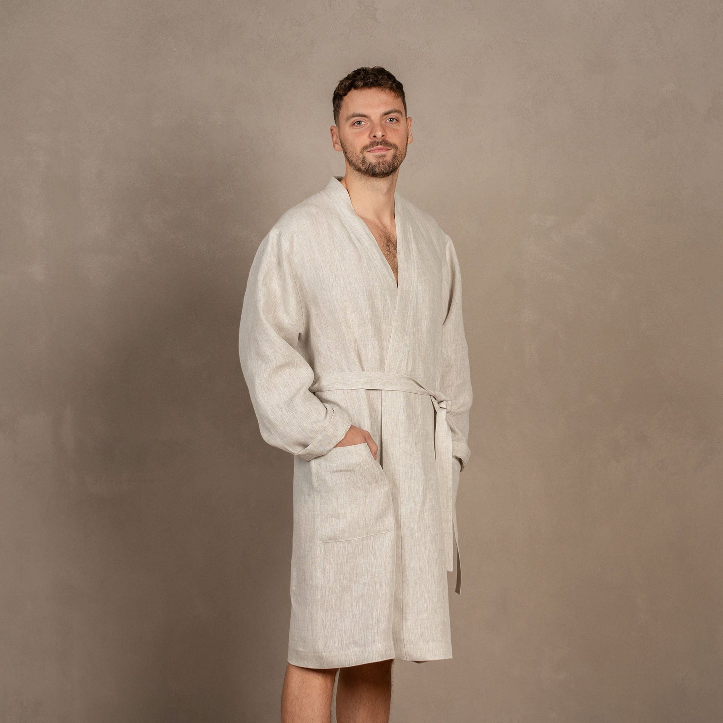 Men's 100% Linen Bath Robe