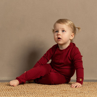 Kids' 160 Long Sleeve & Bottom 2-Piece Royal Cherry