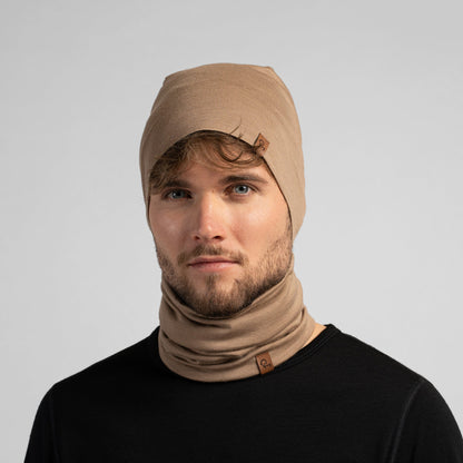Men's Virgin Merino Tube Neck Gaiter Beige