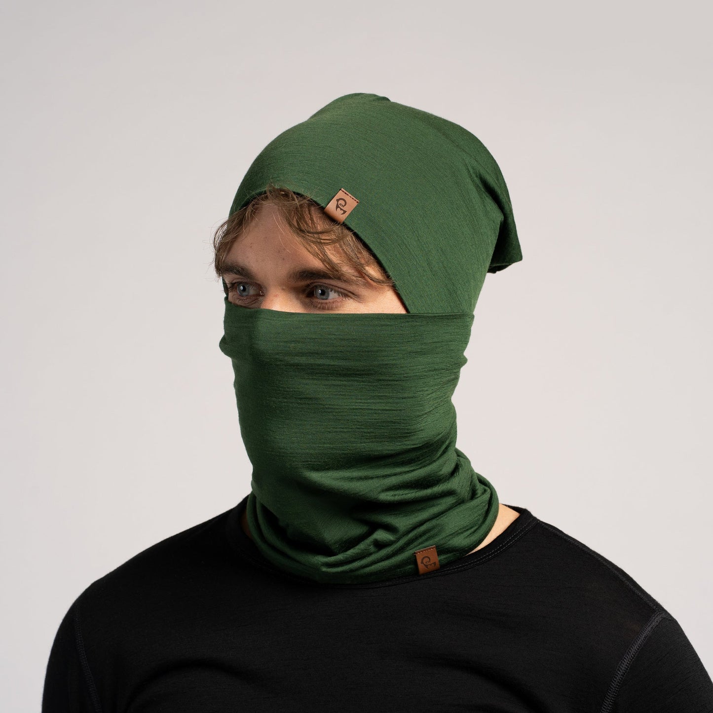 Unisex Merino Beanie & Gaiter 2-Piece Dark Green