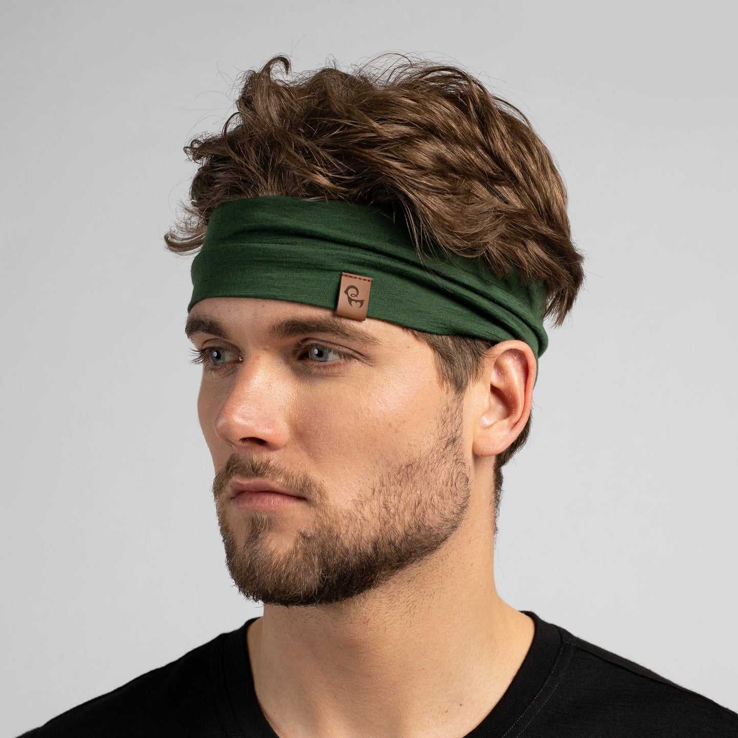 Men's 160gsm Merino Running Headband Dark Green