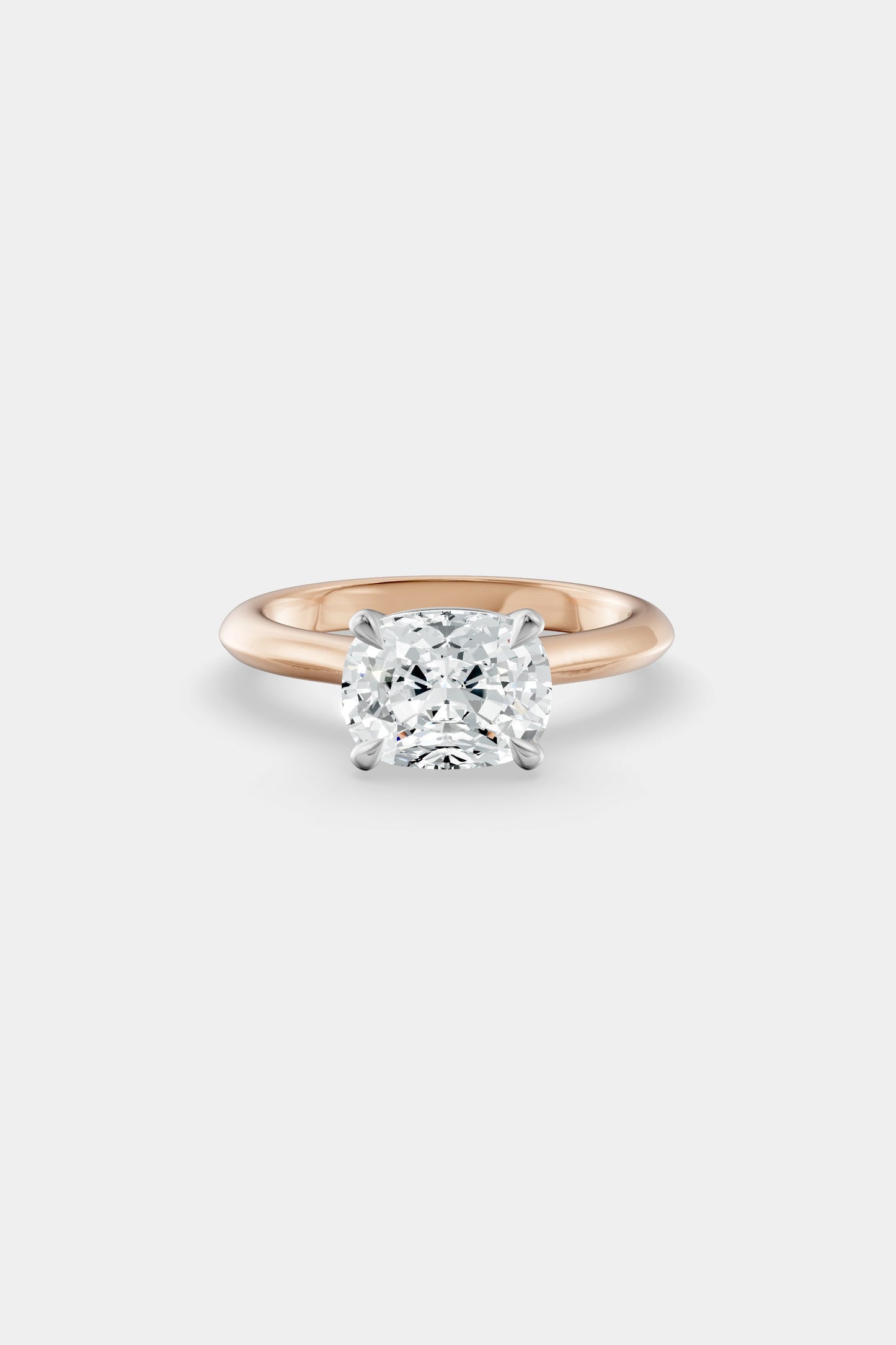East West Diamond Solitaire Ring | Traditional Open-Style Band