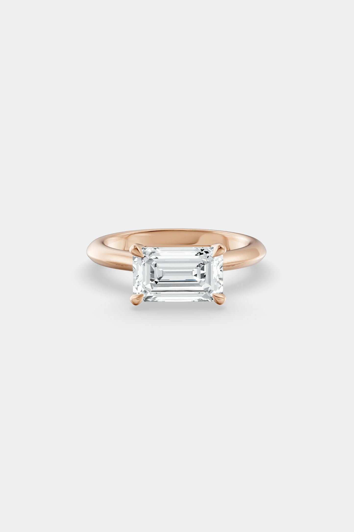 East West Diamond Solitaire Ring | Traditional Open-Style Band