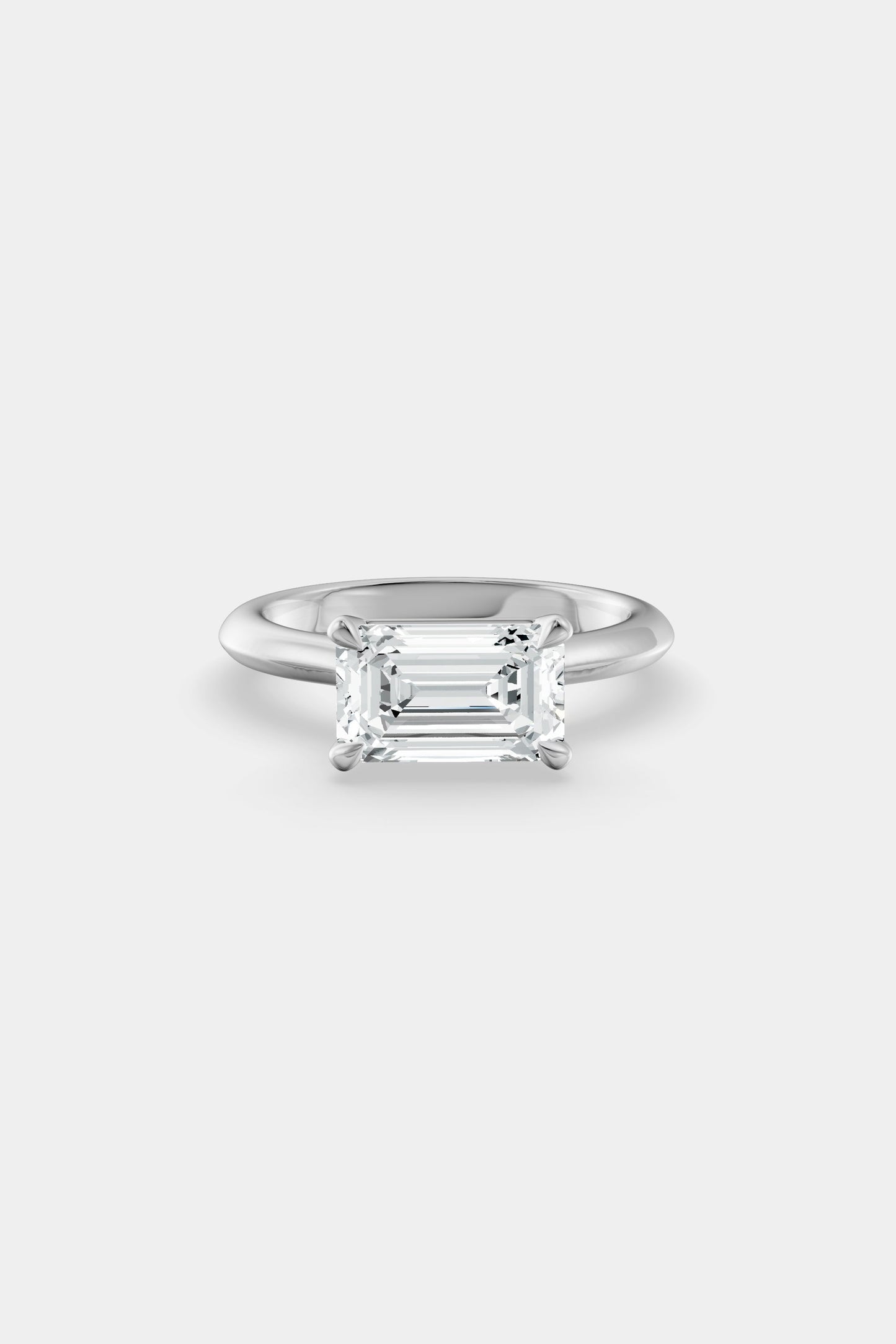 East West Diamond Solitaire Ring | Traditional Open-Style Band