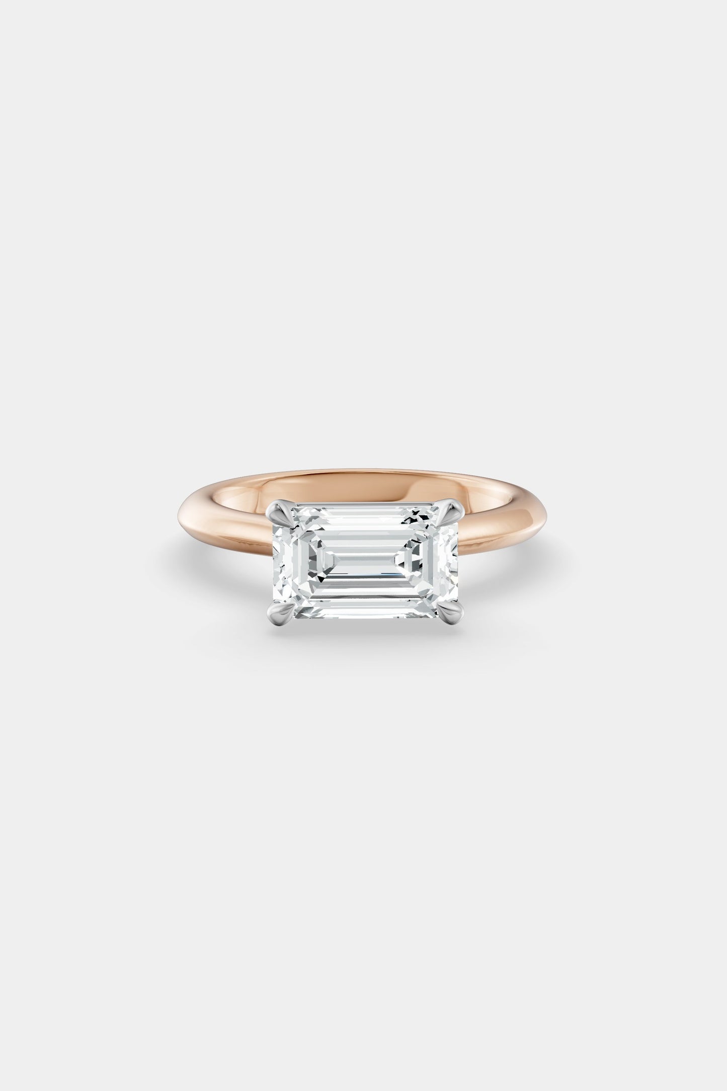 East West Diamond Solitaire Ring | Traditional Open-Style Band