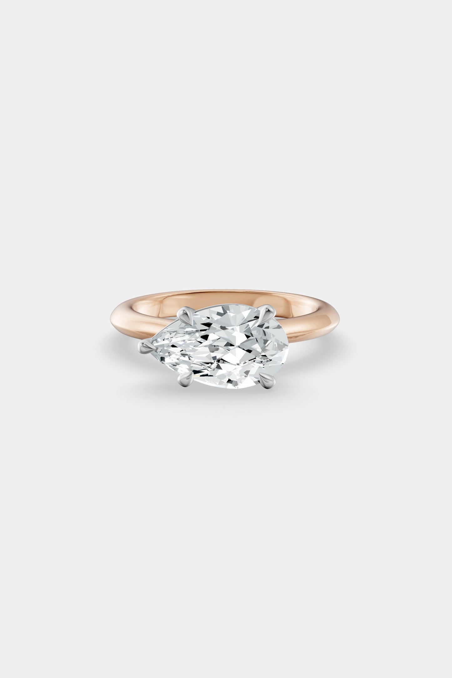 East West Diamond Solitaire Ring | Traditional Open-Style Band