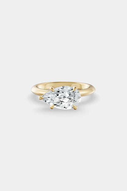 East West Diamond Solitaire Ring | Traditional Open-Style Band
