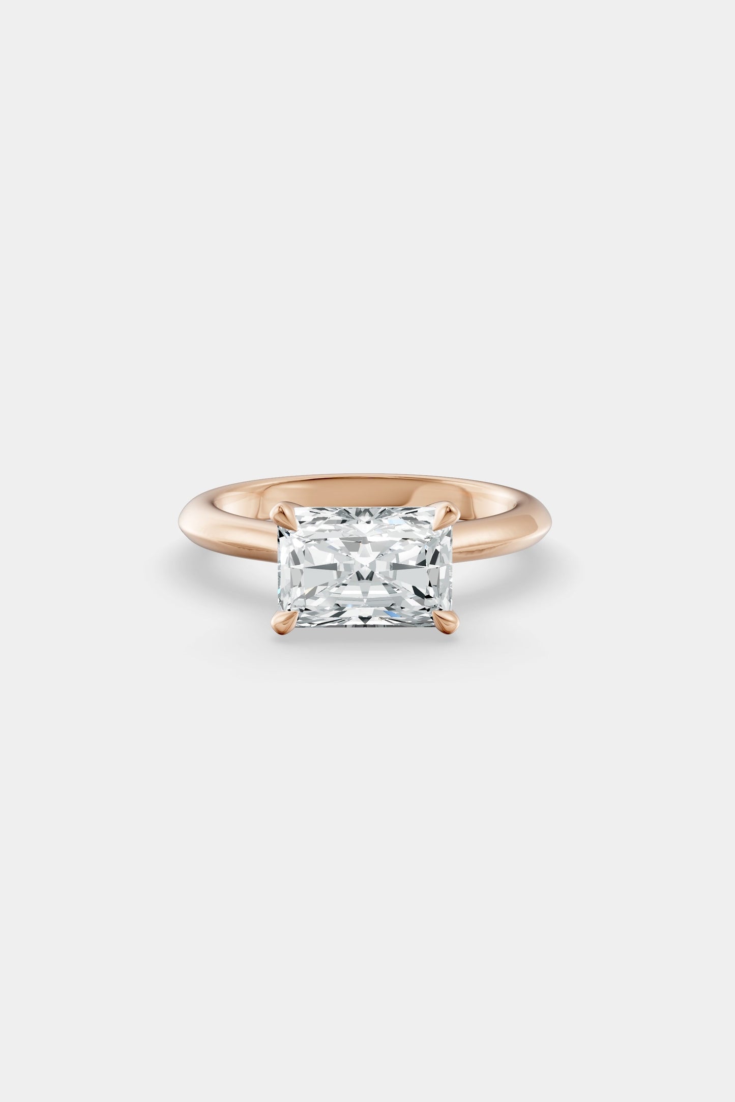 East West Diamond Solitaire Ring | Traditional Open-Style Band