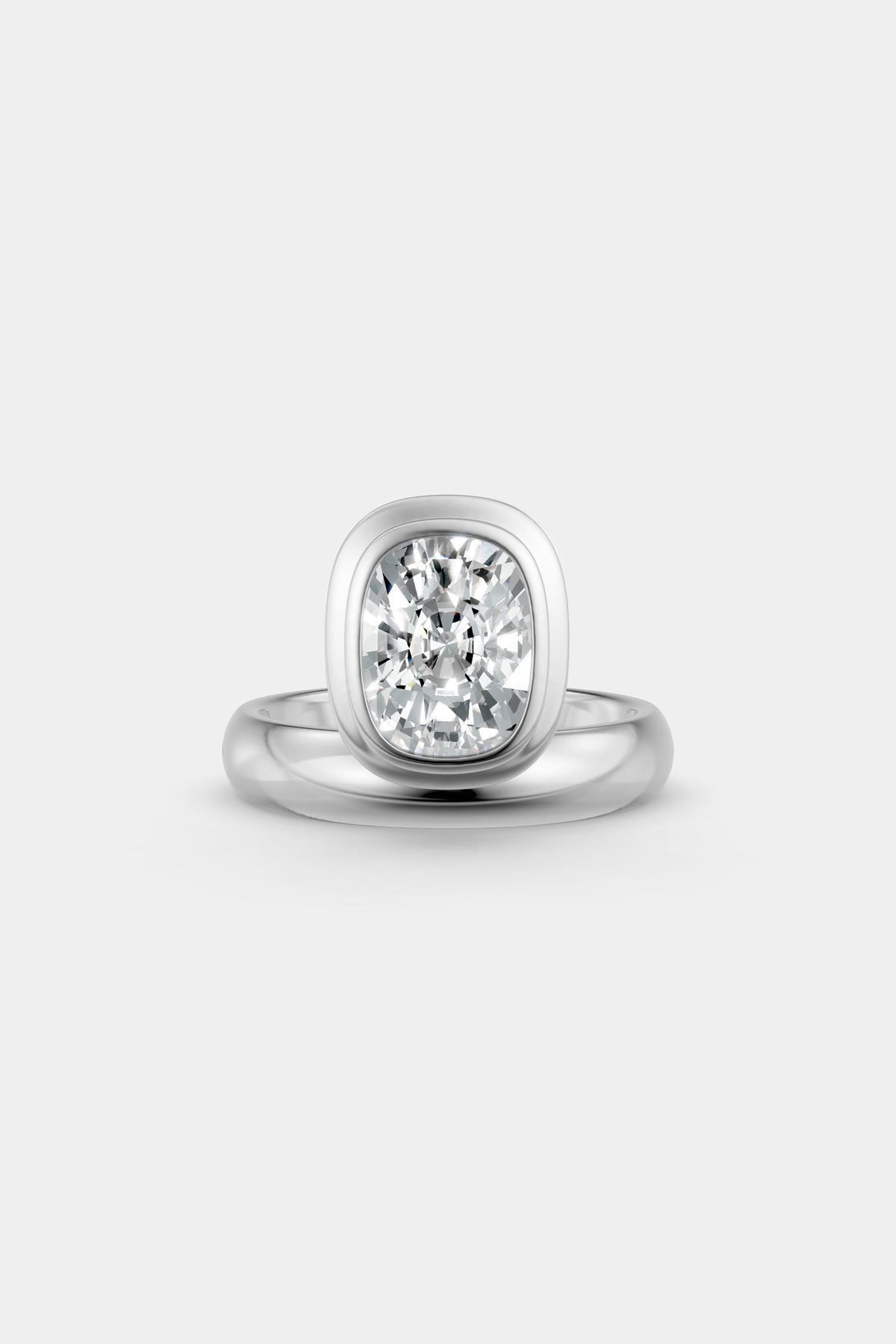 Framed Cushion Bezel Ring | Rounded Band