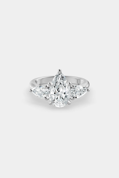 Pear Trilogy Diamond Ring | Traditional Band