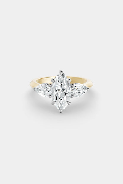 Marquise Trilogy Diamond Ring | Traditional Band