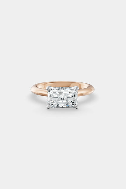 East West Diamond Solitaire Ring | Traditional Open-Style Band