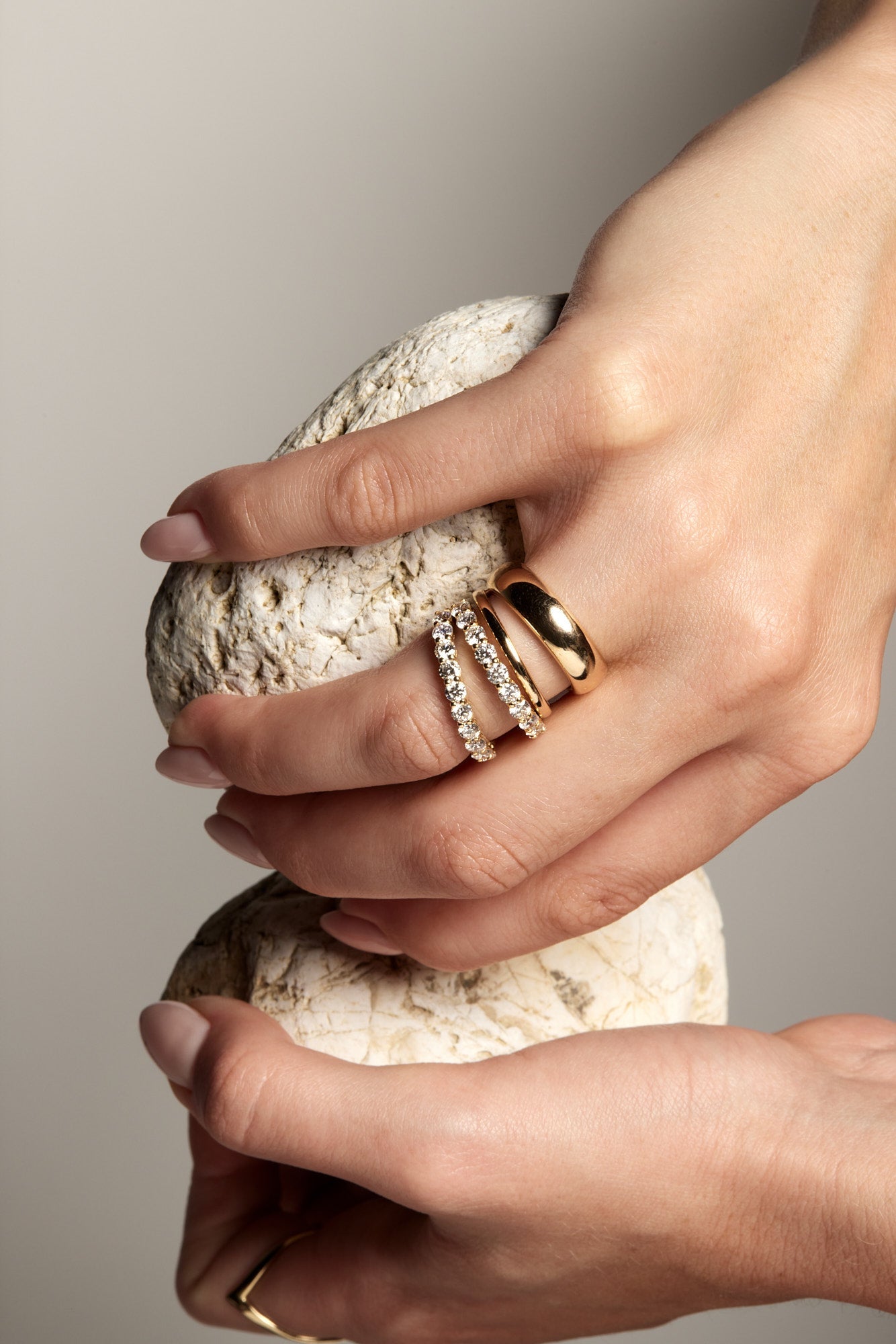 Double Band Georgie Ring | 18K White Gold
