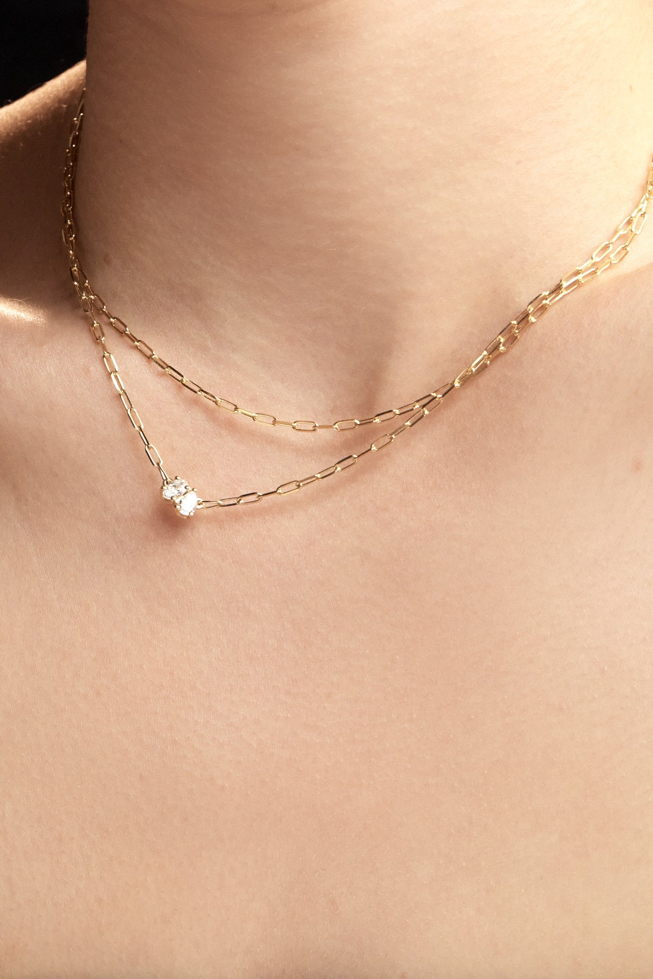 Pear and Oval Diamond Toi Et Moi Necklace | White Gold