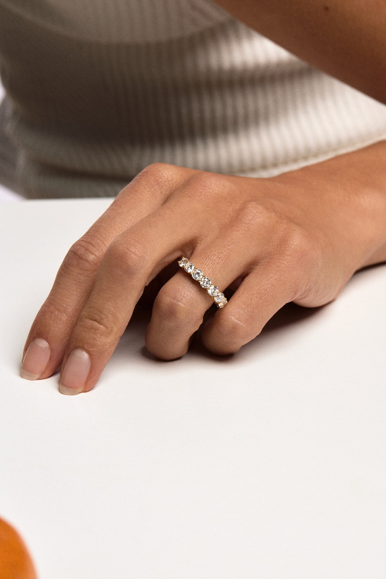 Round Diamond Half Band | 18K White Gold