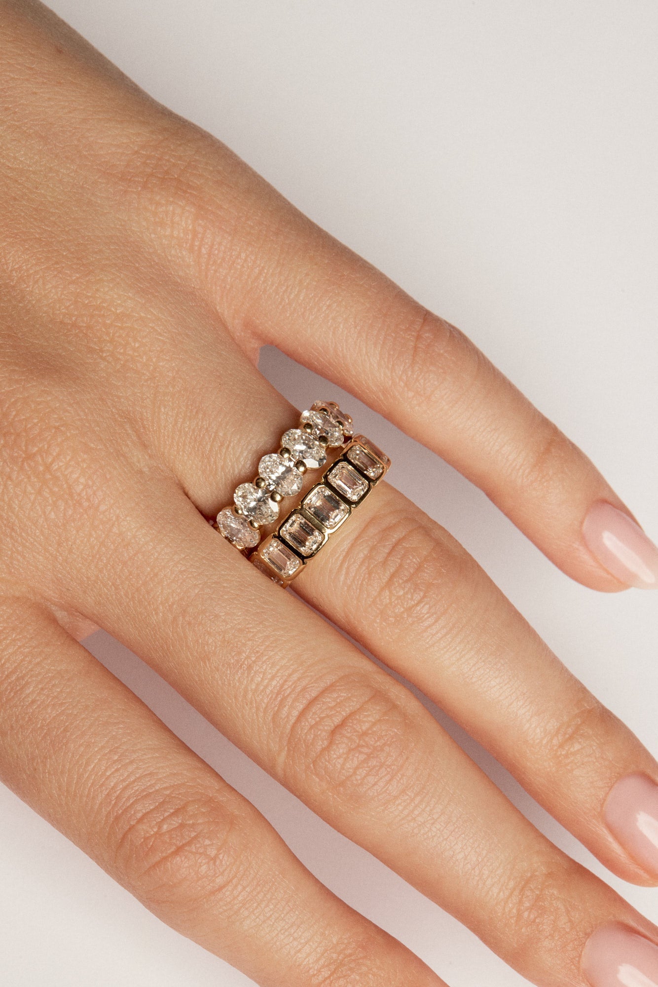 Emerald Bezel Diamond Half Band | Gold