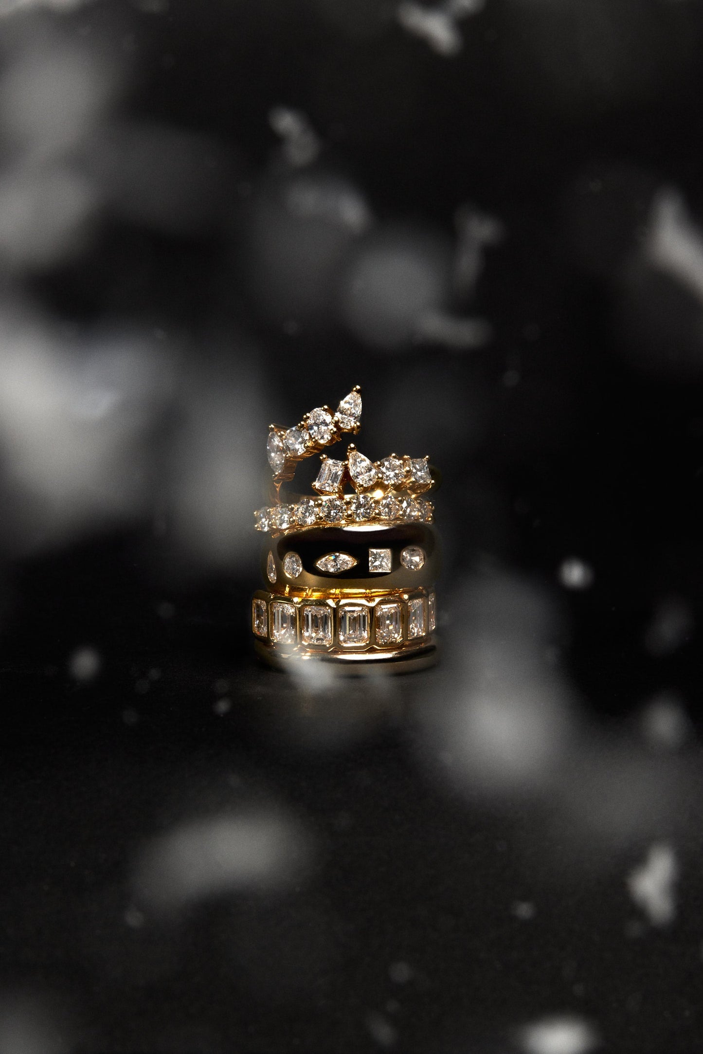 Mini Scattered Diamond Wrap Ring | 18K Yellow Gold