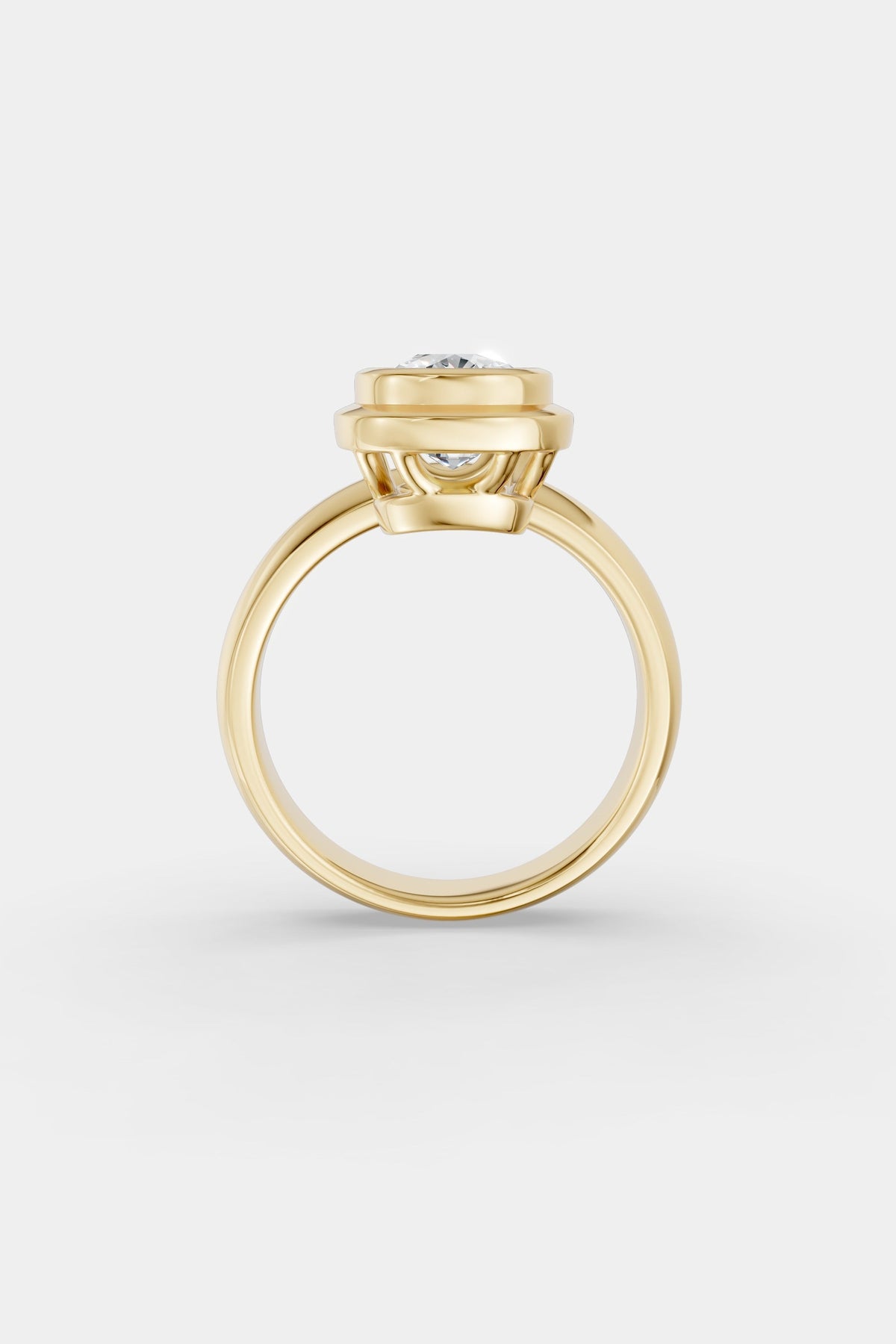 Framed Cushion Bezel Ring | Rounded Band