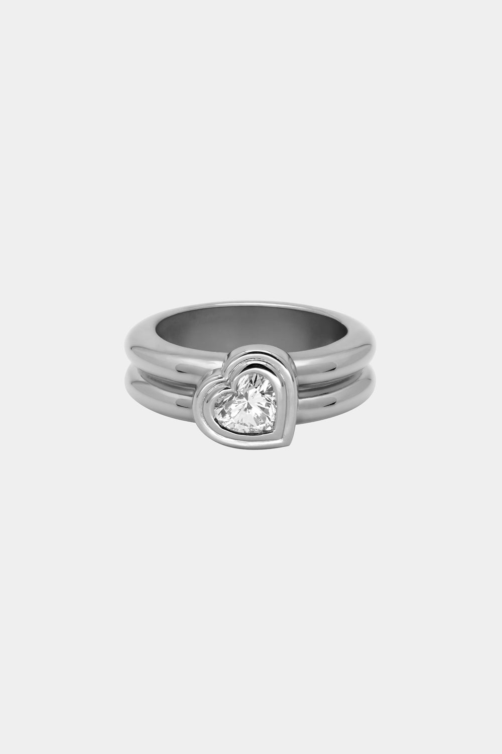 Roma Heart Diamond Ring | 18K White Gold