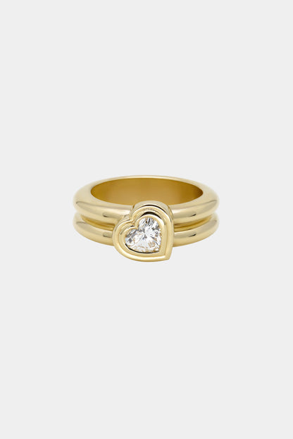 Roma Heart Diamond Ring | 18K Yellow Gold