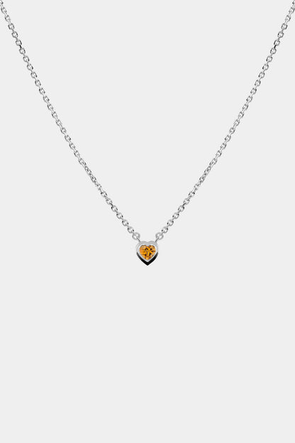 Heart Gemstone Necklace | 9K White Gold