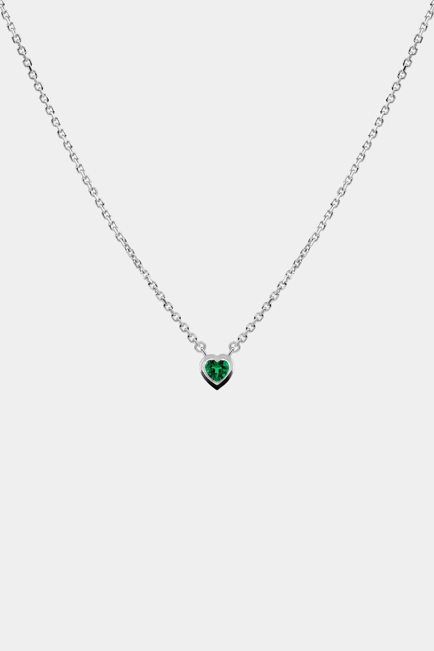 Heart Gemstone Necklace | 9K White Gold