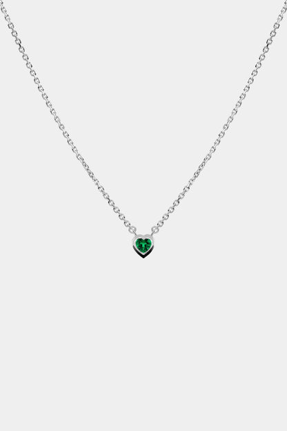 Heart Gemstone Necklace | 9K White Gold
