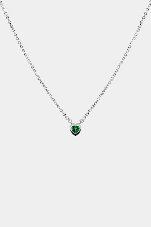 Heart Gemstone Necklace | 9K White Gold