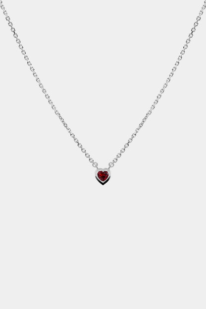 Heart Gemstone Necklace | 9K White Gold