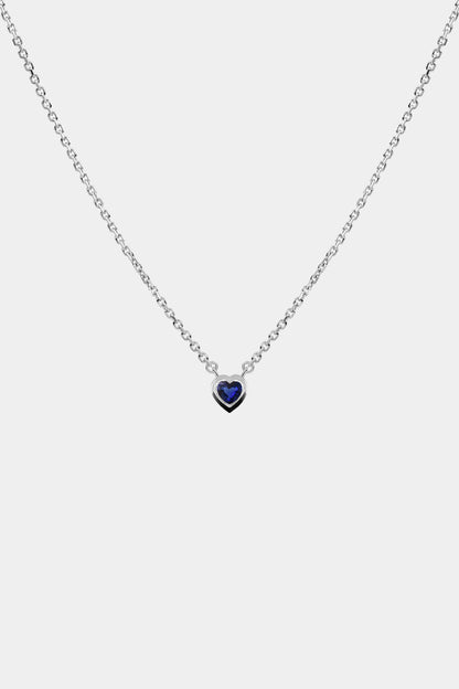 Heart Gemstone Necklace | 9K White Gold