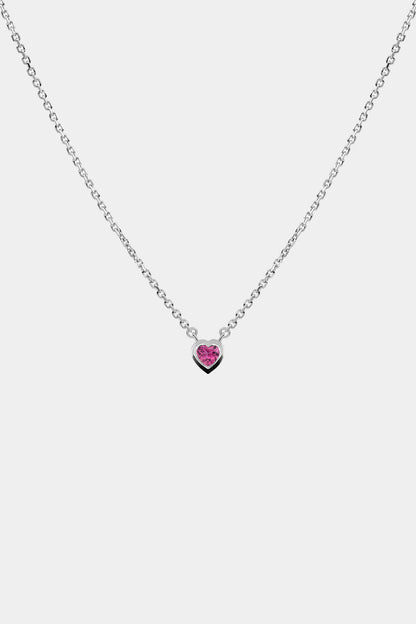 Heart Gemstone Necklace | 9K White Gold