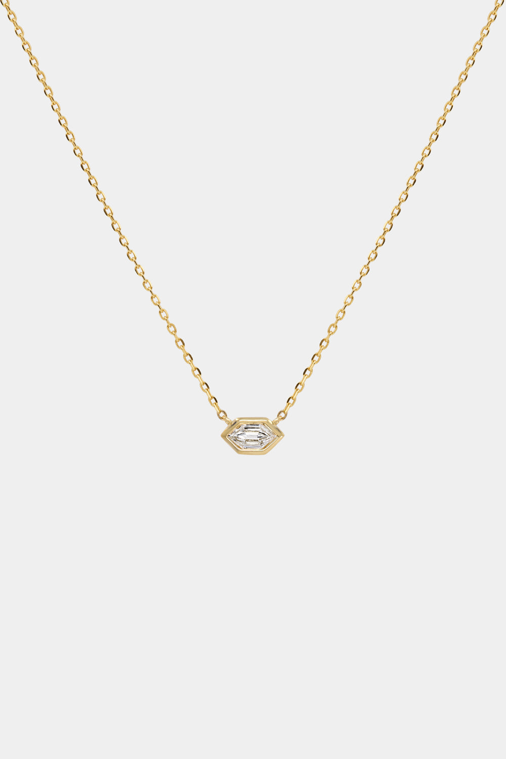 Hexagonal Diamond Necklace | 18K Yellow Gold