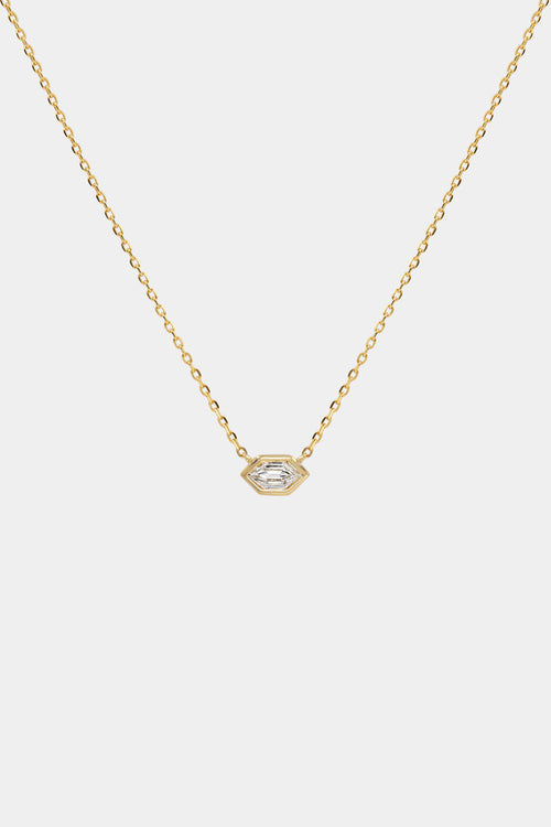 Hexagonal Diamond Necklace | 18K Yellow Gold