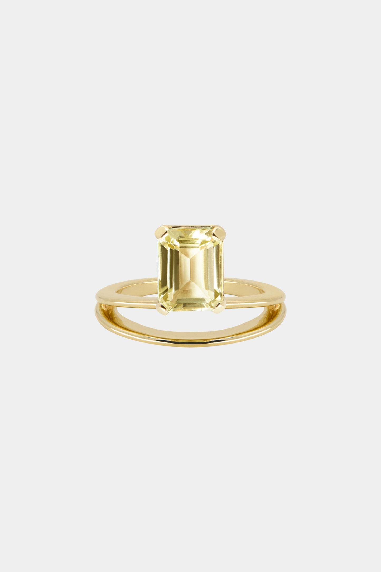 Double Band Gemstone Ring | 9K Yellow Gold