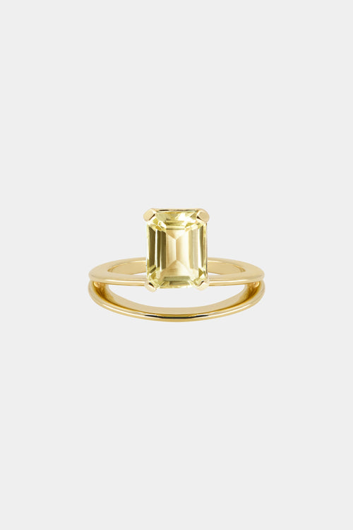 Double Band Gemstone Ring | 9K Yellow Gold