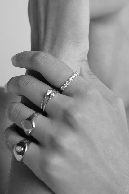 Mini Marquise Diamond Ring | 9K White Gold