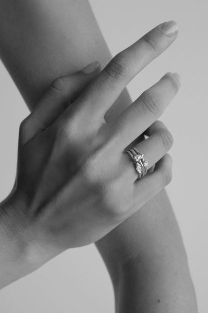 Mini Marquise Diamond Ring | 9K White Gold