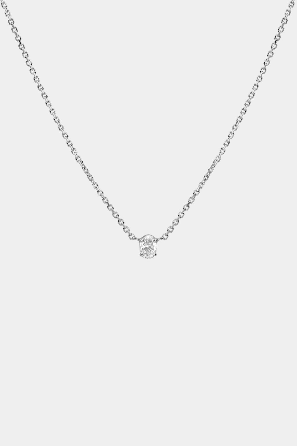 Oval Diamond Necklace | 18K Gold